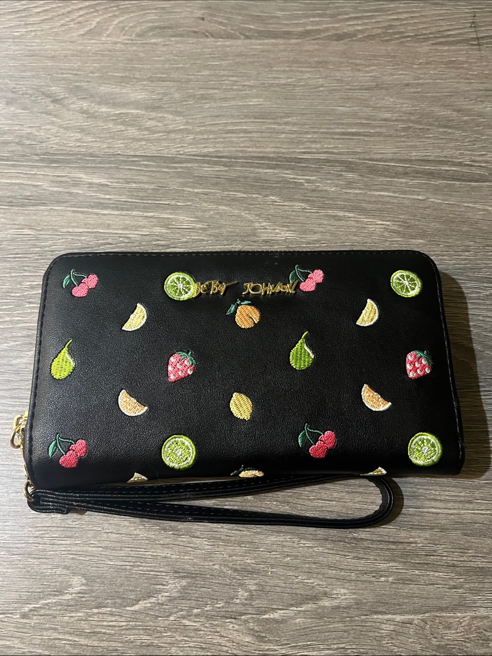 Betsey Johnson  Fruit-Embroidered Wristlet Wallet